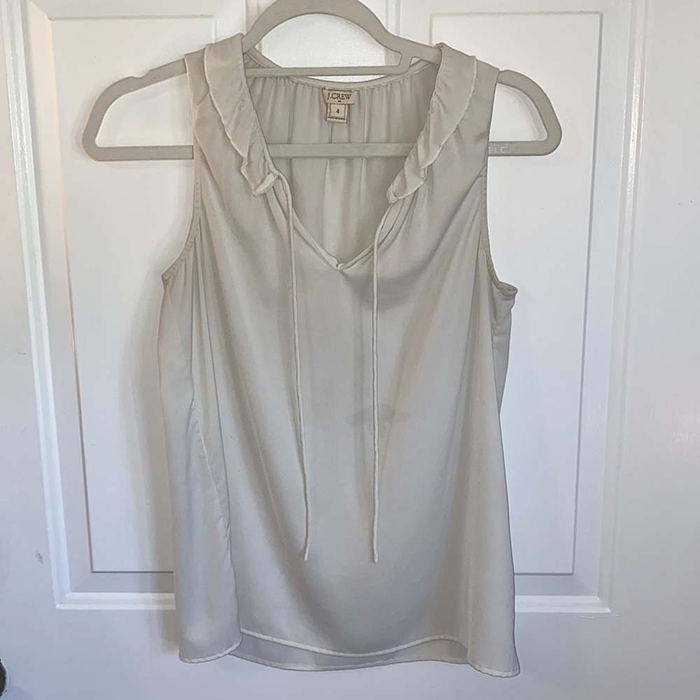 J. Crew White Ruffle Collar Blouse